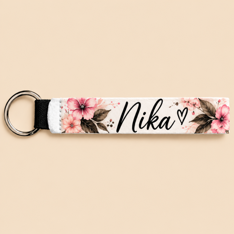 Obesek za ključe z imenom - FLORAL